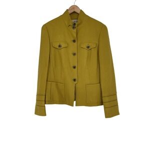 Vintage‎ CARLISLE Wool Chartruse Herringbone Wool Blazer Jacket Size 10 Work
